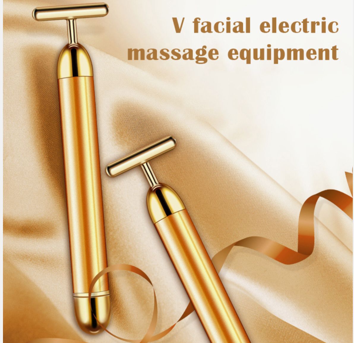 V-Shaped Electric Facial Massage Bar – Gold Micro-Vibration Facial Sculptor